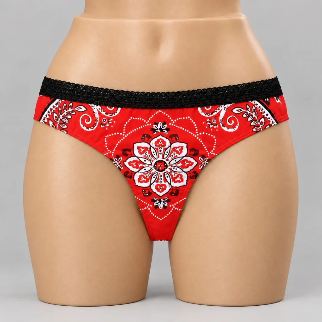 Boerinnenstring met rode zakdoekprint