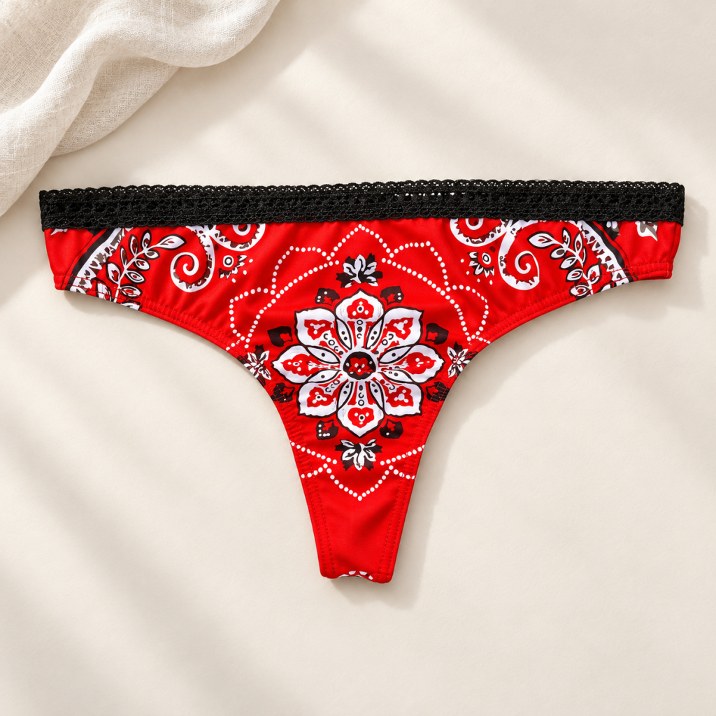 Boerinnenstring met rode zakdoekprint