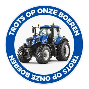 Sticker trots op onze boeren New Holland – sfeerbeeld