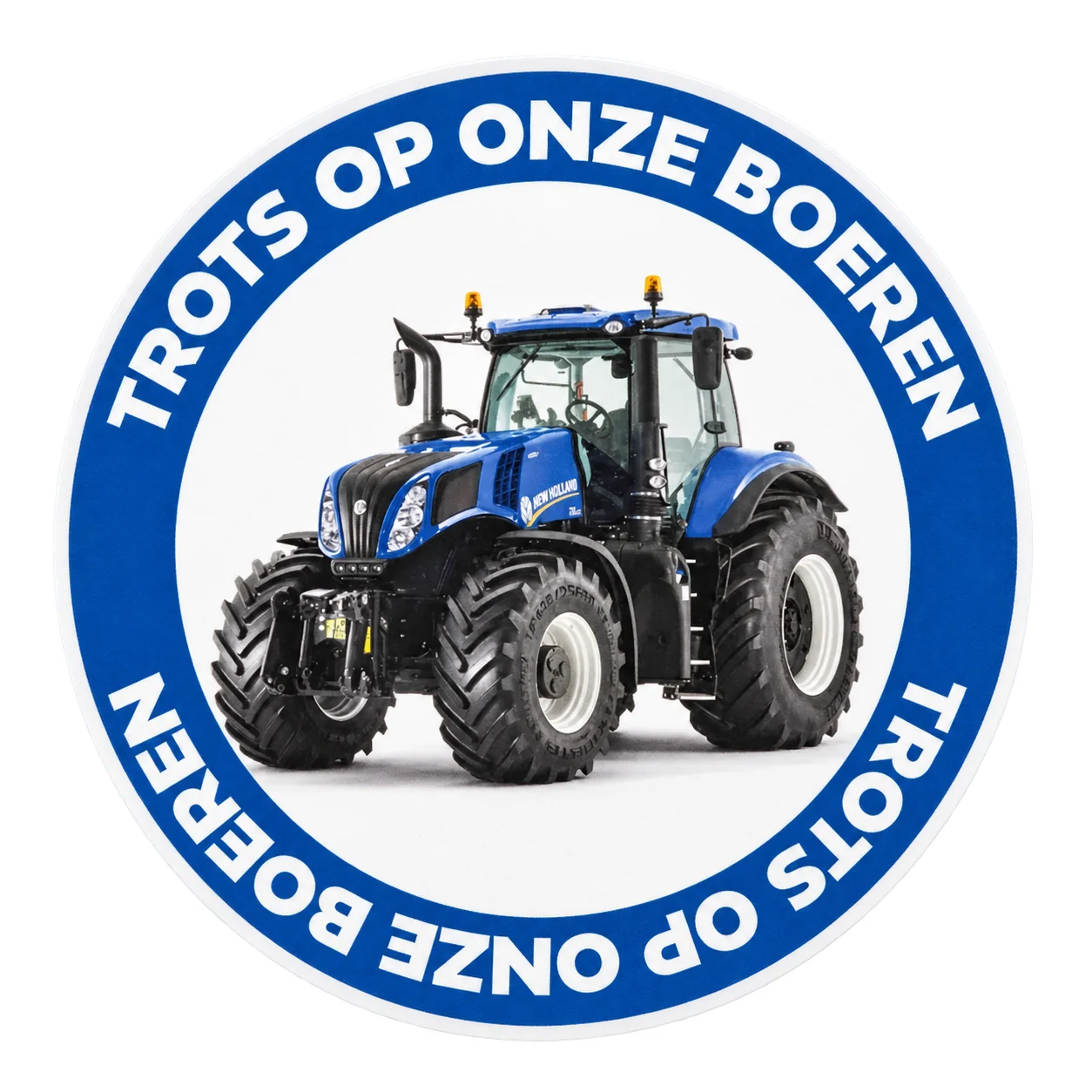 Sticker trots op onze boeren New Holland – sfeerbeeld