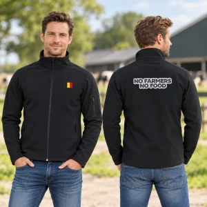 Jas No Farmers No Food Geborduurd met Belgische vlag – sfeerbeeld