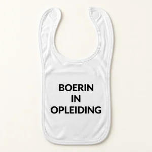 Slabbetje met opdruk Boerin in opleiding – sfeerbeeld