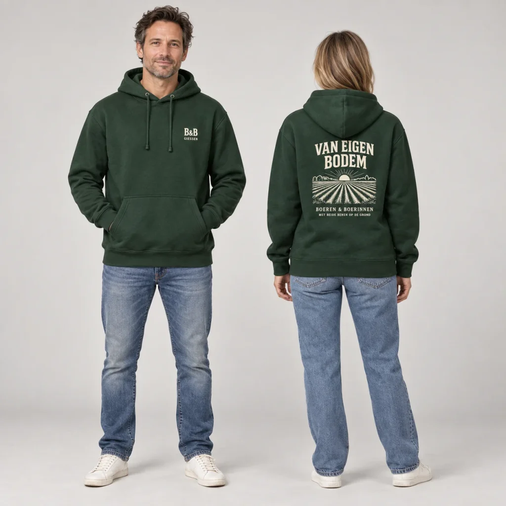 Hoodie Van Eigen Bodem – voor- en achterzijde